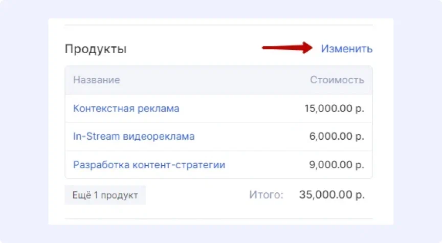 Список продуктов