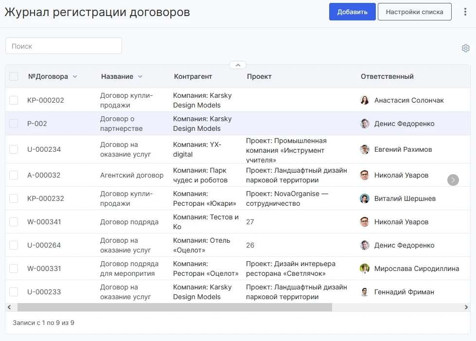 Пользовательские списки