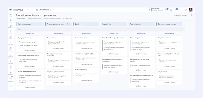 План реализации проекта пример в виде таблицы
