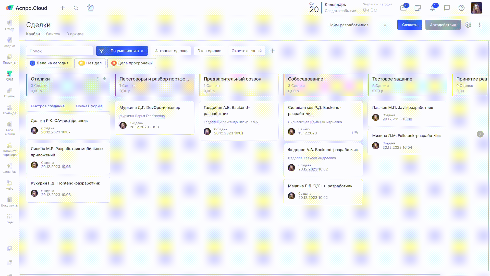 HR-воронка в Аспро.Cloud